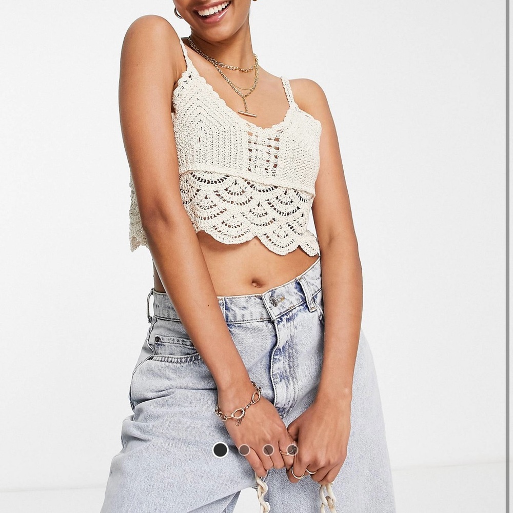 ASOS beige woven crop tank fits like a M/L